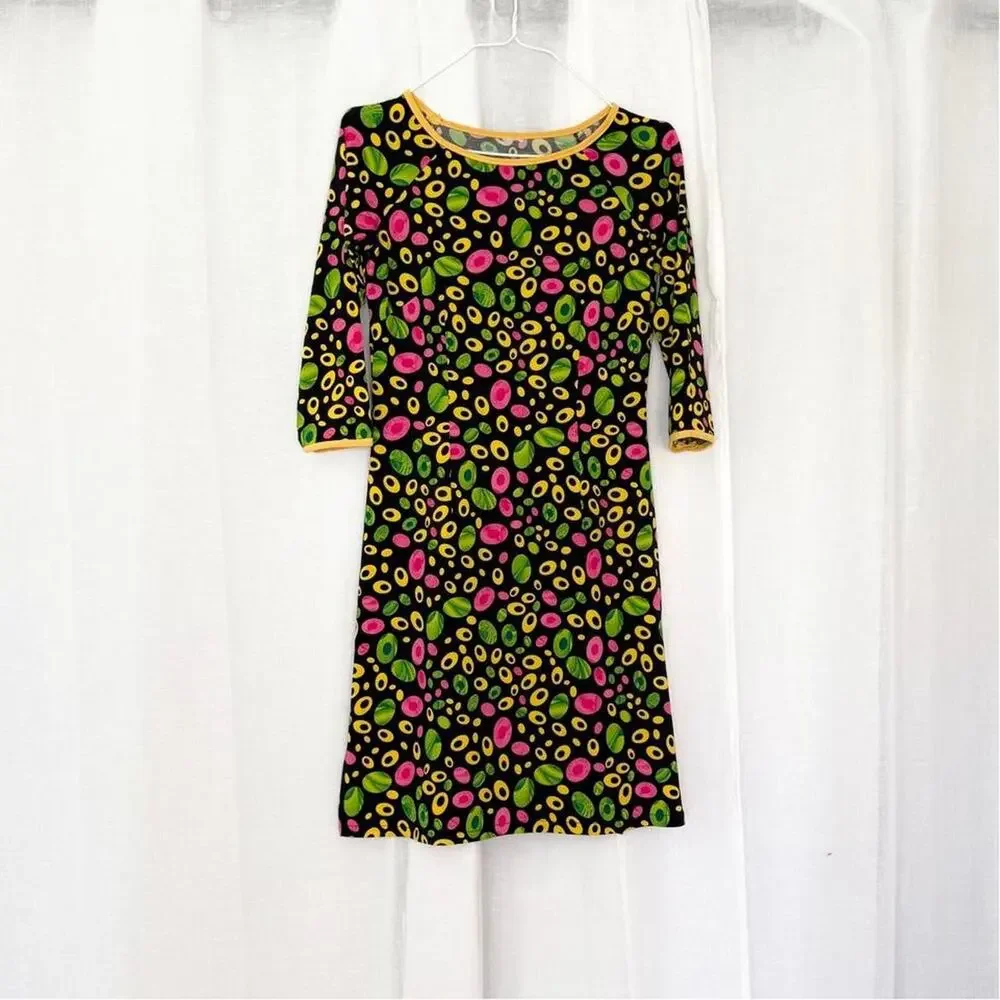 ✿ vintage psychedelic side slit mini dress ✿ I - Picture 2 of 6
